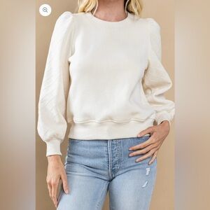 Banana Republic White Puff Sleeve Sweatshirt‎